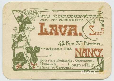 Carton de la bijouterie Lava (Nancy)